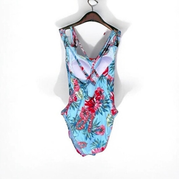🌻Kona Sol Blue Floral One-Piece Swimsuit New Condition Size Small - Picture 3 of 7